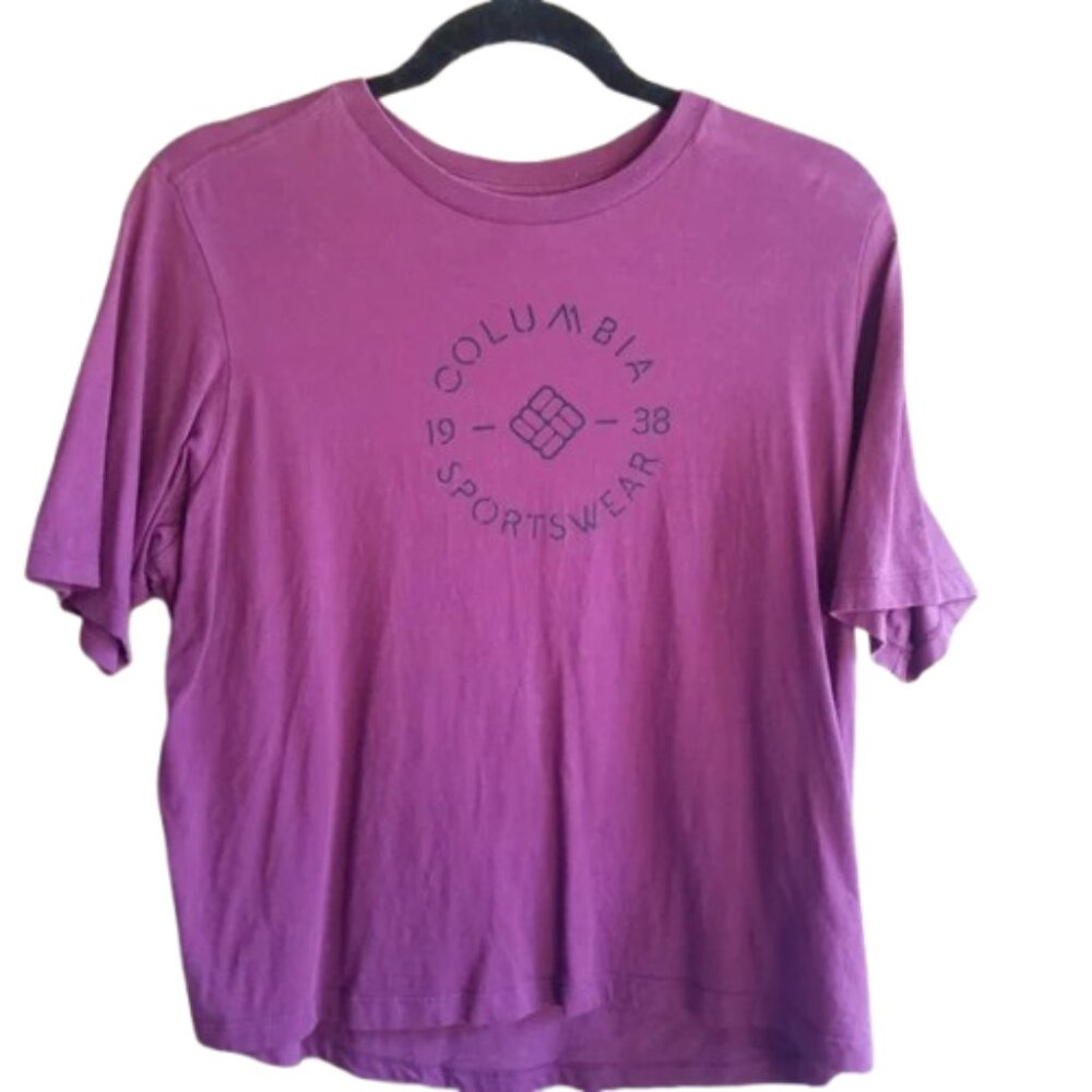 Columbia Women's Medium Plum Short Sleeve Activewear T-Shirt Outdoor or Sports